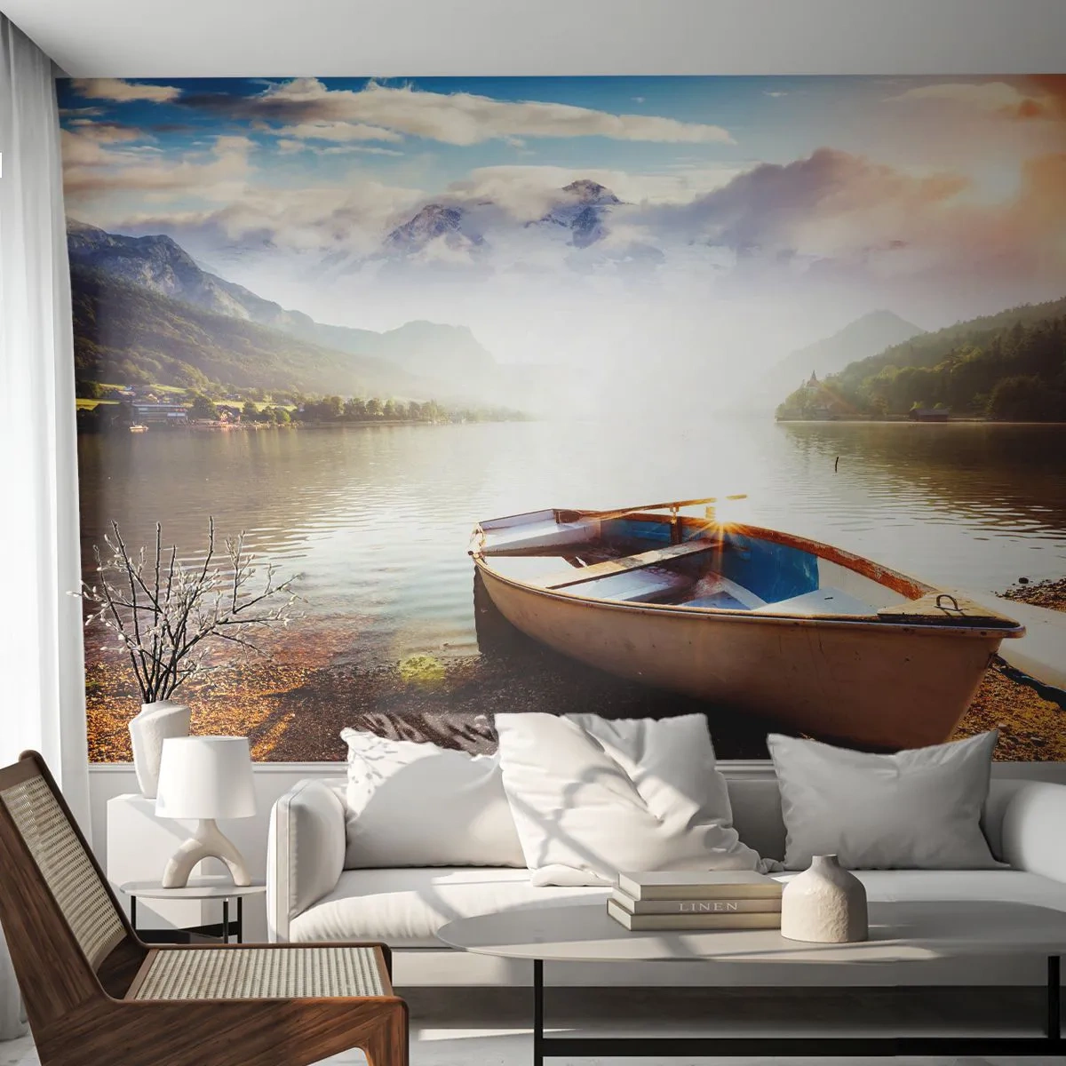 Fototapet Standard Eco - Over store og klare vande - Landskab, Sø, Bjerge - 200x140 cm