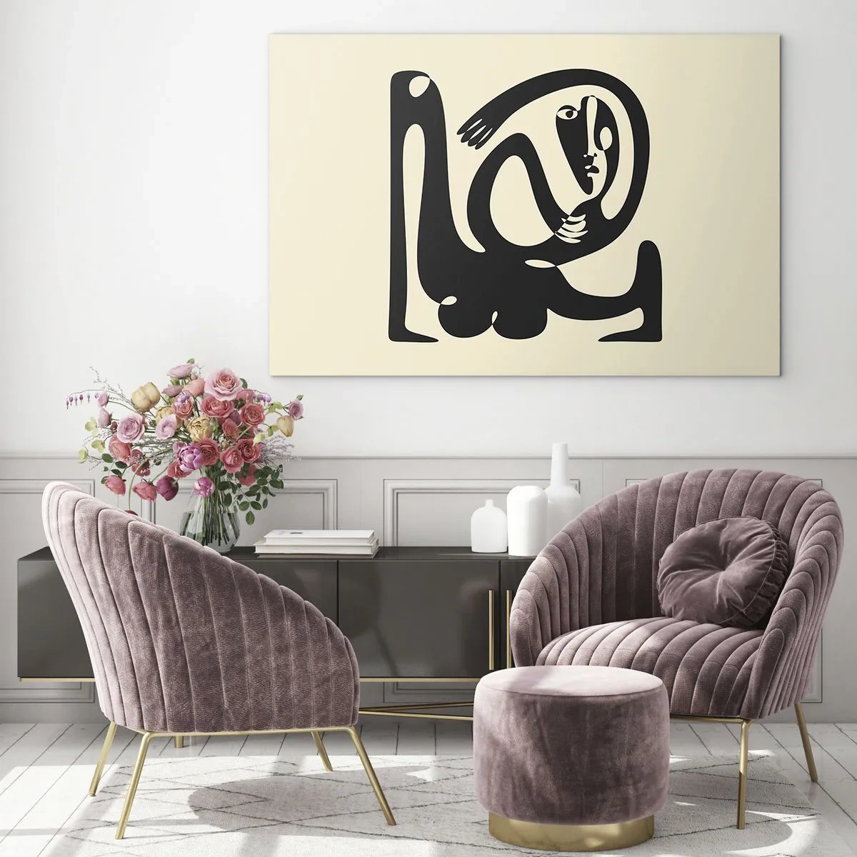 Billede på glas - Næsten Picasso - 120x80 cm