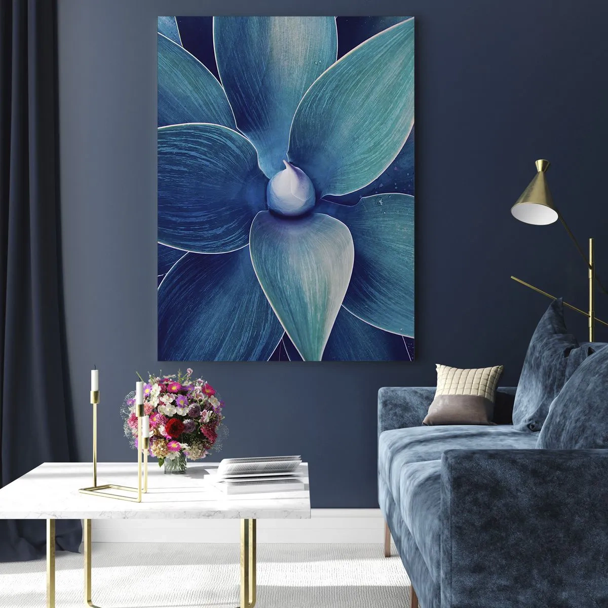 Billede på glas - Blå fra himlen - 80x120 cm