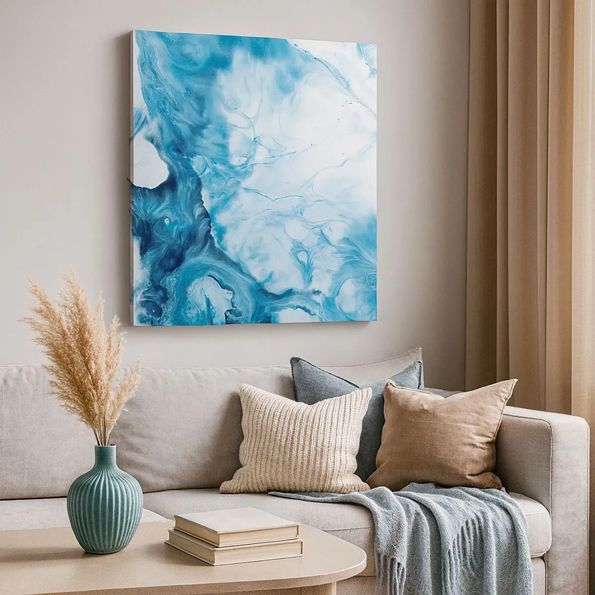 Lærredstryk - Billede på lærred - Blå koncert - 30x30 cm