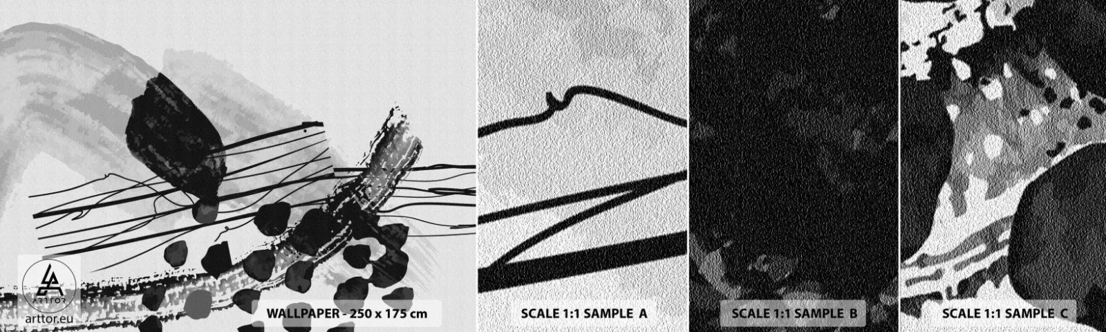 Fototapet Prøve Standard Eco - Sort og hvid organisk abstraktion - Abstraktion, Moderne, Stykke - 100x30 cm