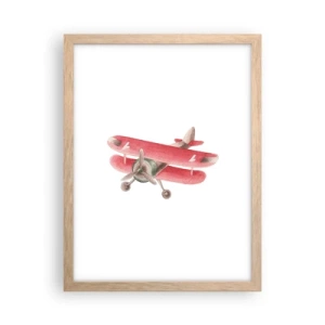 Plakat i ramme af lyst egetræ - Klar til at flyve højt - 30x40 cm