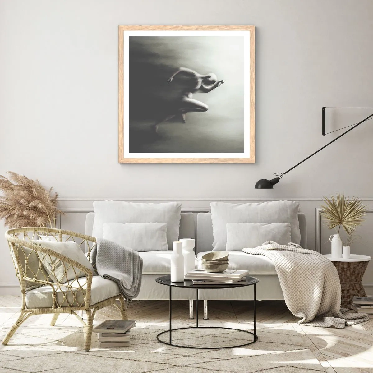 Plakat i ramme af lyst egetræ - Ustoppelig - 30x30 cm