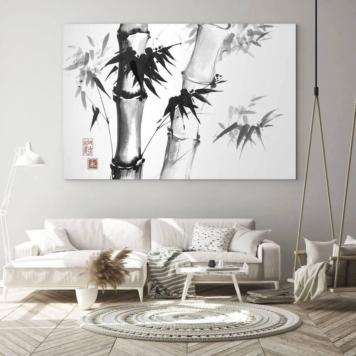 Billede på glas - Bambus i traditionel stil - 70x50cm - Nærbillede af Orienten - Moderne vægdekoration til stue og soveværelse ARTTOR