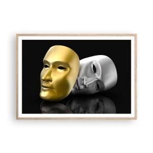 Plakat i ramme af lyst egetræ - Livet er teater - 100x70 cm