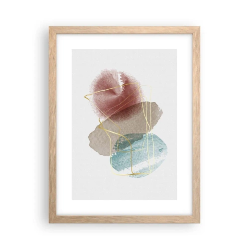Plakat i ramme af lyst egetræ - Rummets perler - 30x40 cm