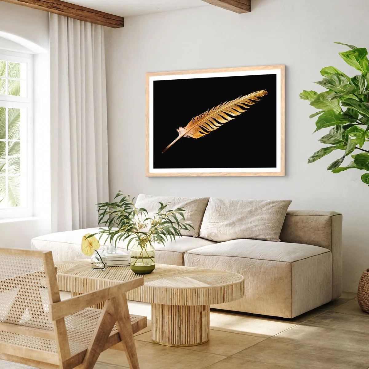 Plakat i ramme af lyst egetræ - Det er ikke nogen ringe præstation, at den... - 91x61 cm