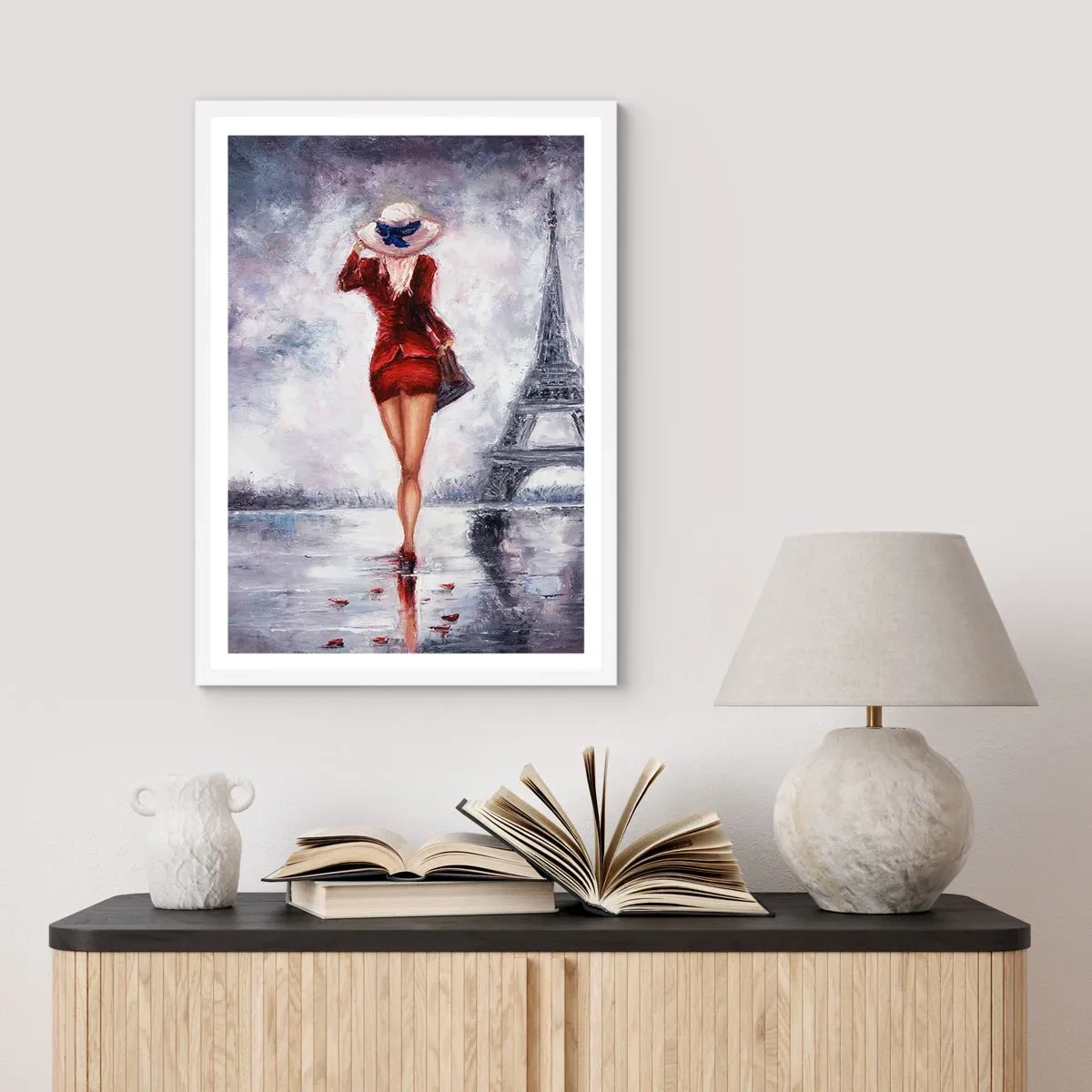 Plakat i hvid ramme - Parisiske symboler - 40x50 cm