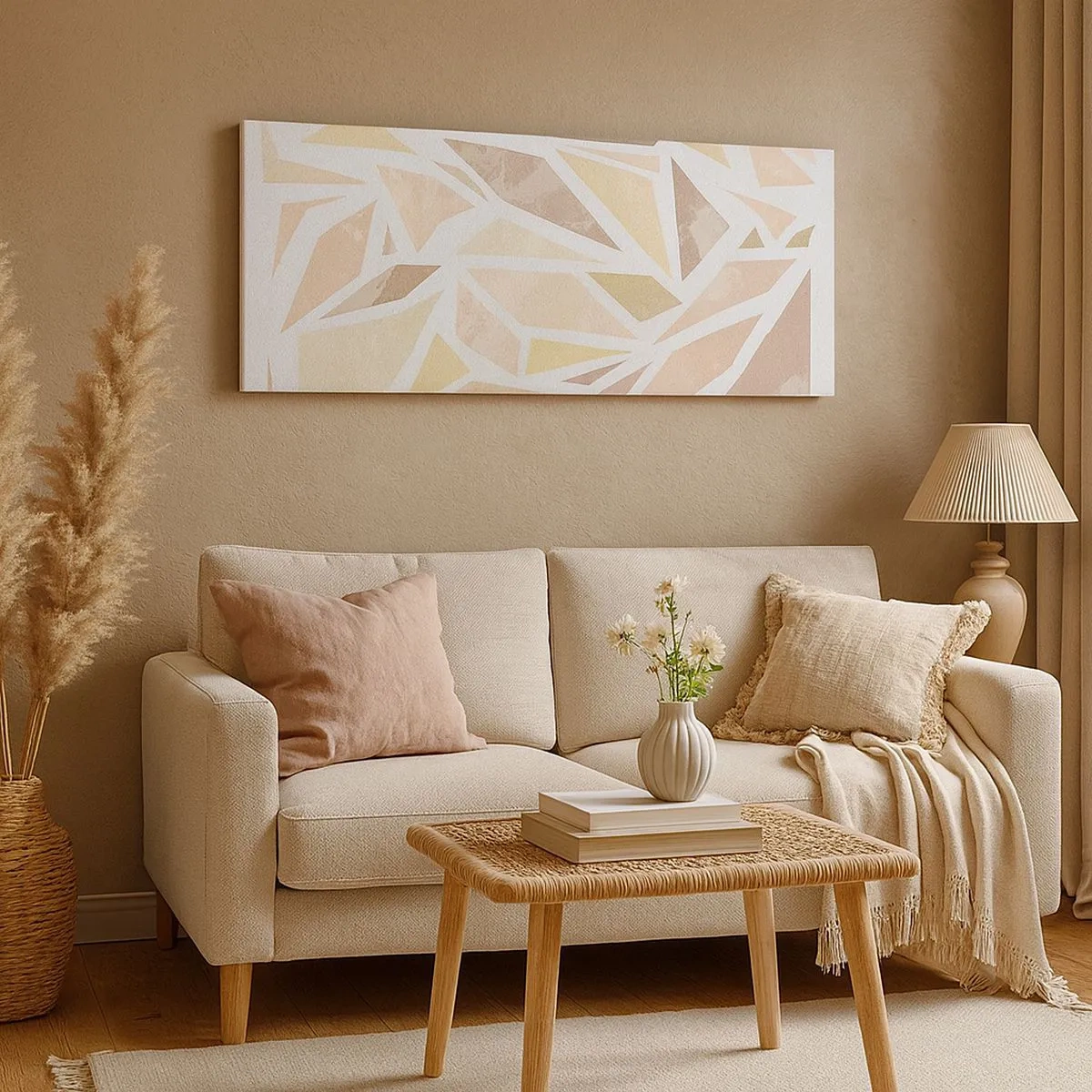 Lærredstryk - Billede på lærred - Komposition af farvet glas - 100x40 cm