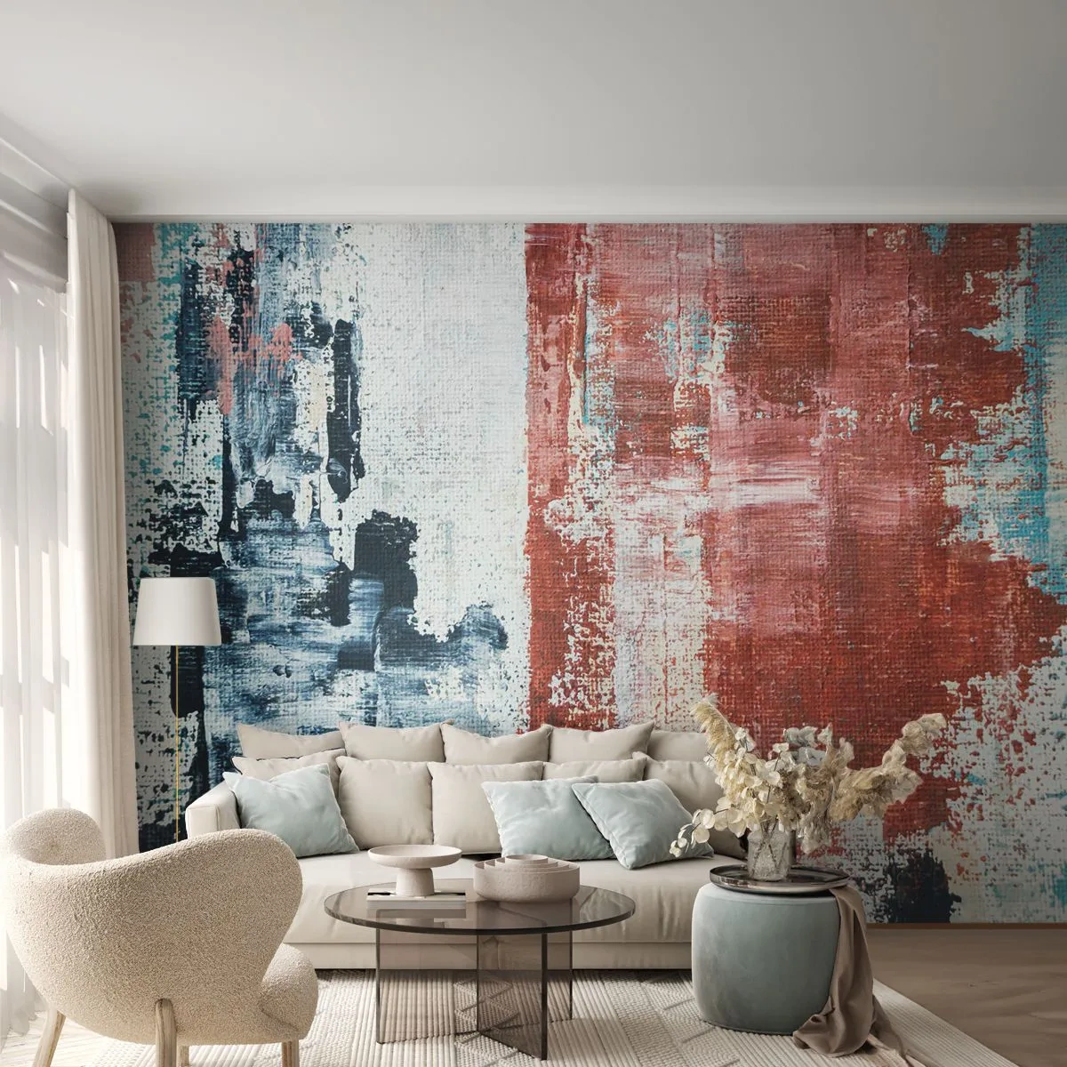 Fototapet Selvklæbende Deluxe Sticker - Abstrakt halvt og halvt - Abstraktion, Stykke, Maleri - 250x175 cm