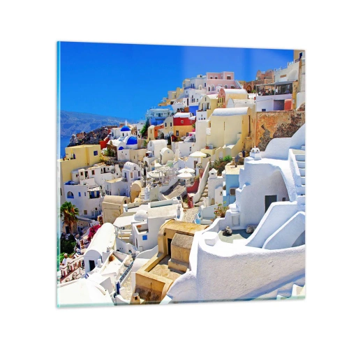 Billede på glas - Drømme om en græsk sommer - 30x30 cm