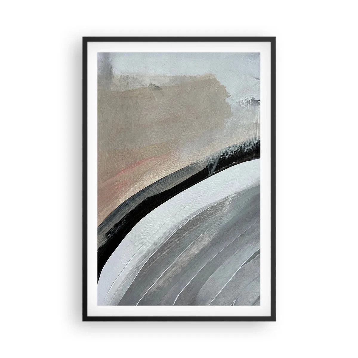 Plakat i sort ramme - Komposition: en bue af sort og gråt - 61x91 cm