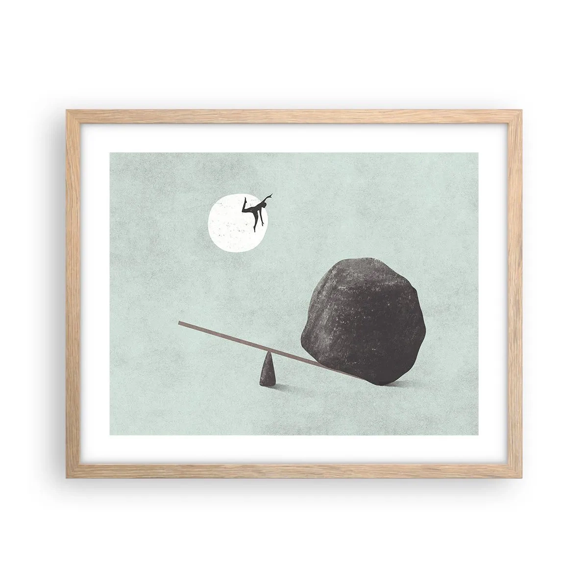 Plakat i ramme af lyst egetræ - En drøm går i opfyldelse - 50x40 cm