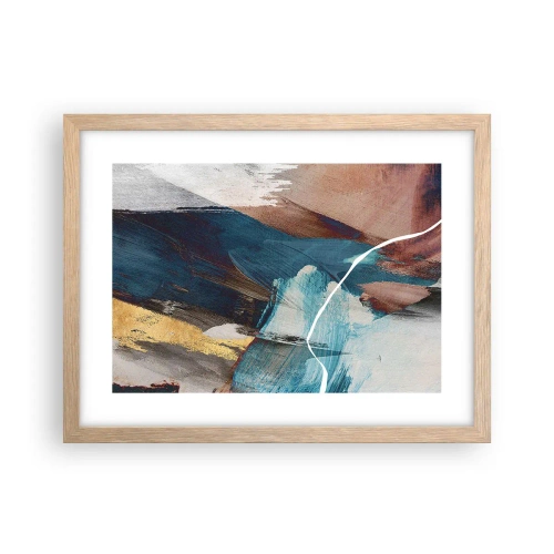 Plakat i ramme af lyst egetræ - Med flair og energi - 40x30 cm