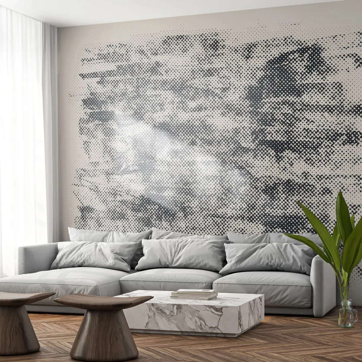 Fototapet Premium Sand - Tågeagtig sammensætning - Abstraktion, Stykke, Moderne mønster - 450x315 cm