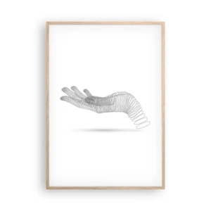 Plakat i ramme af lyst egetræ - Fjedrende hånd - 70x100 cm