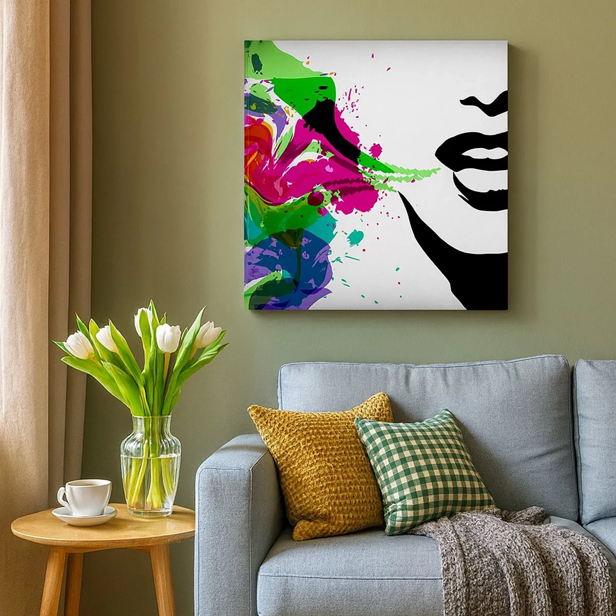 Lærredstryk - Billede på lærred - En historie i alle regnbuens farver - 30x30 cm