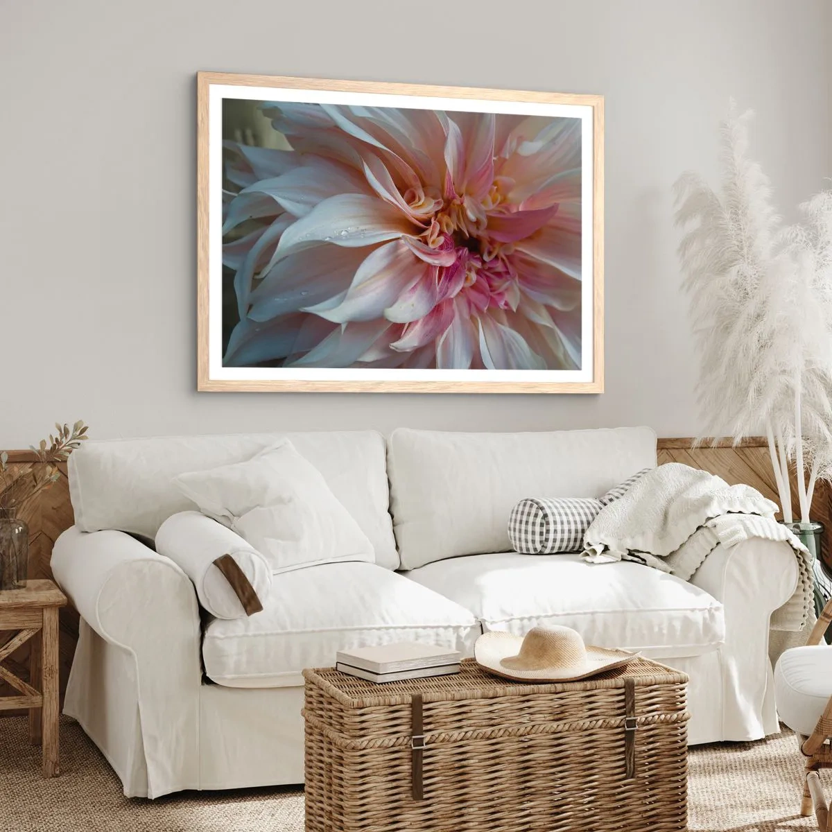 Plakat i ramme af lyst egetræ - Blomstrende friskhed - 50x40 cm