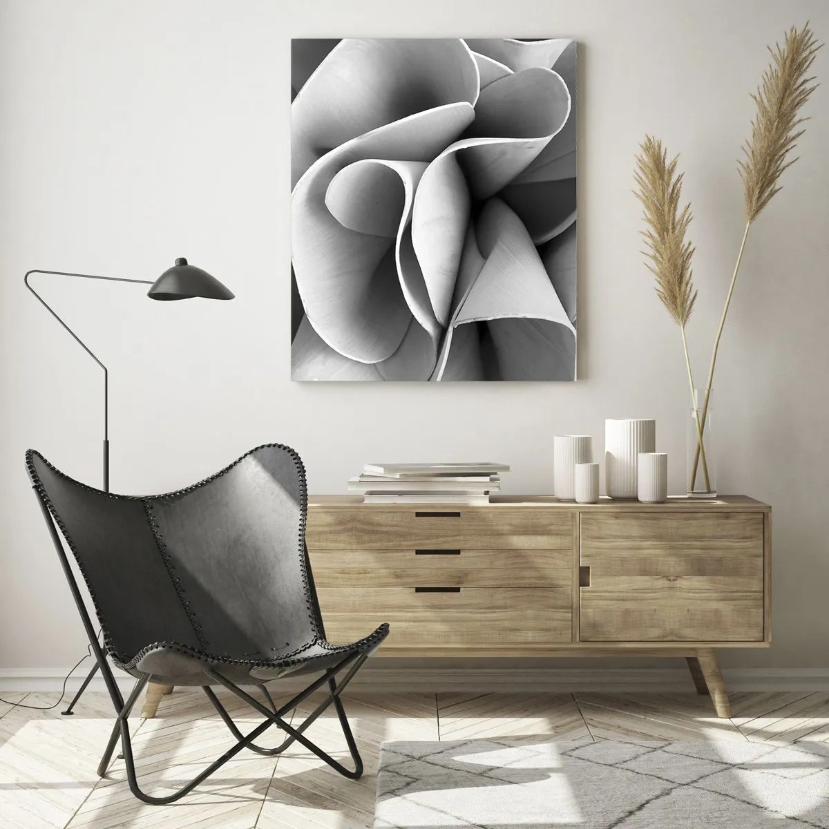 Billede på glas - Hvad der sker i rummet - 50x70 cm