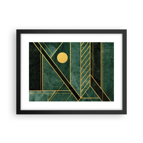 Plakat i sort ramme - Dynamikken i guld og azurblå - 40x30 cm