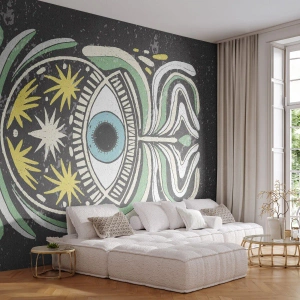 Fototapet Premium Canvas - Stammeritualer - Boho, Øje, Pastel - 150x105 cm