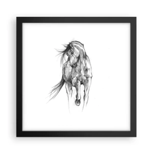 Plakat i sort ramme - I en yndefuld trav - 30x30 cm