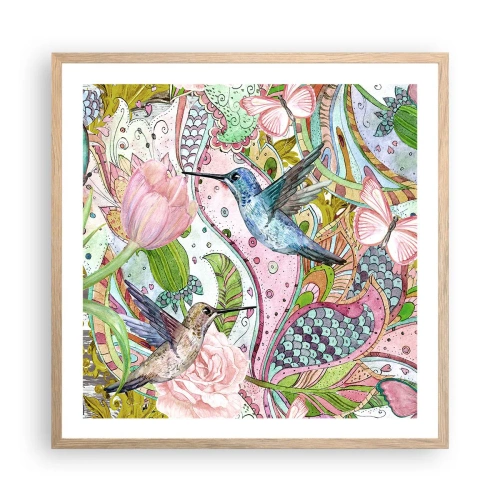 Plakat i ramme af lyst egetræ - Forviklet i vinstokkene - 60x60 cm