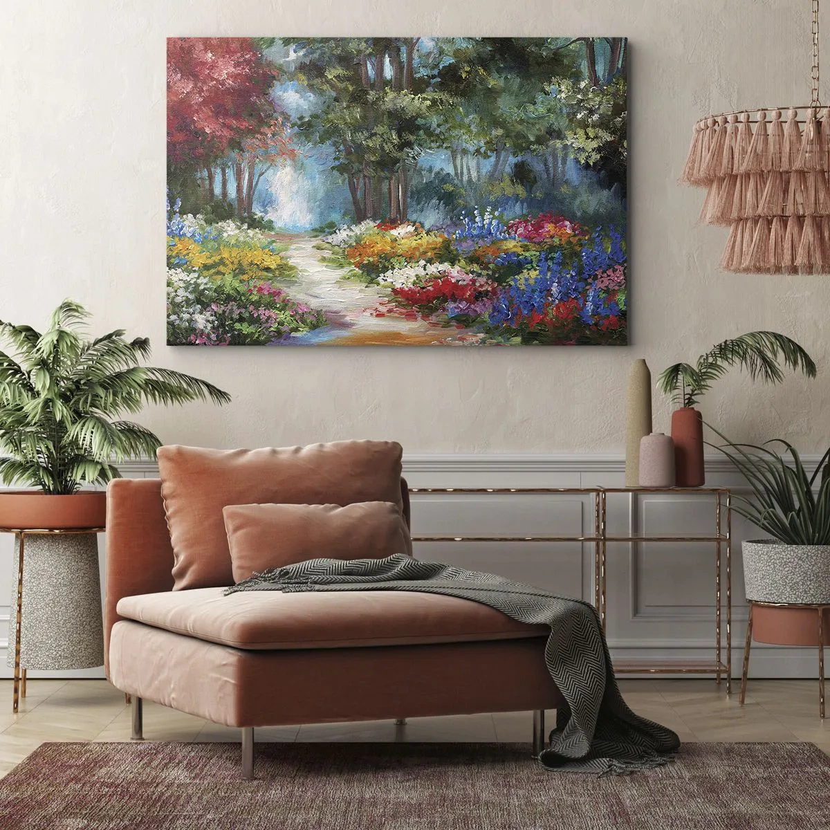 Lærredstryk - Billede på lærred - Skovhave, blomsterskov - 120x80 cm