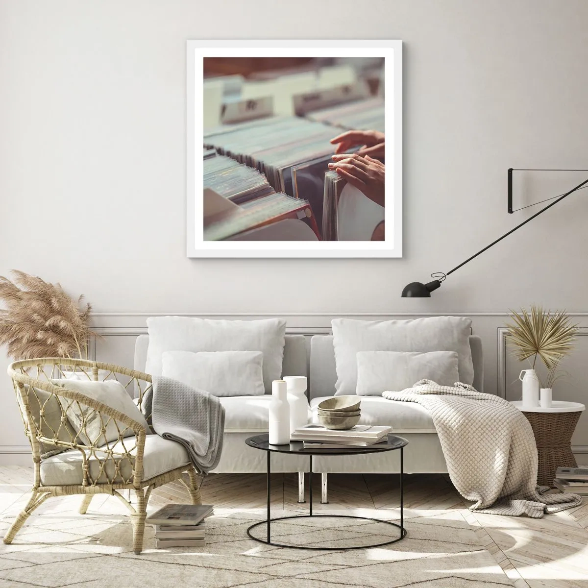 Plakat i hvid ramme - På jagt efter følelser - 60x60 cm