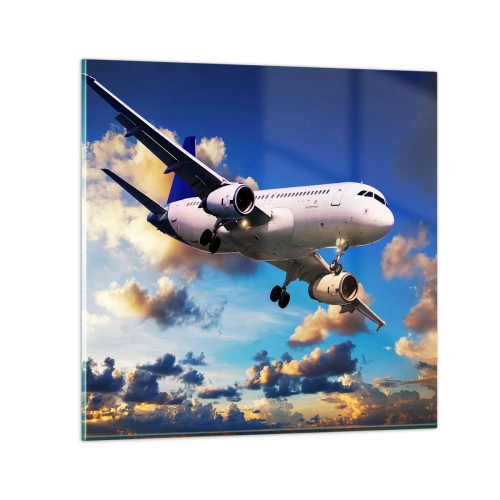 Billede på glas - En rejse i hvidt og blåt - 30x30 cm