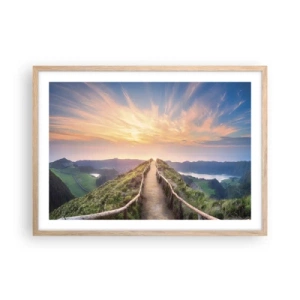 Plakat i ramme af lyst egetræ - Tæt på himlen - 70x50 cm