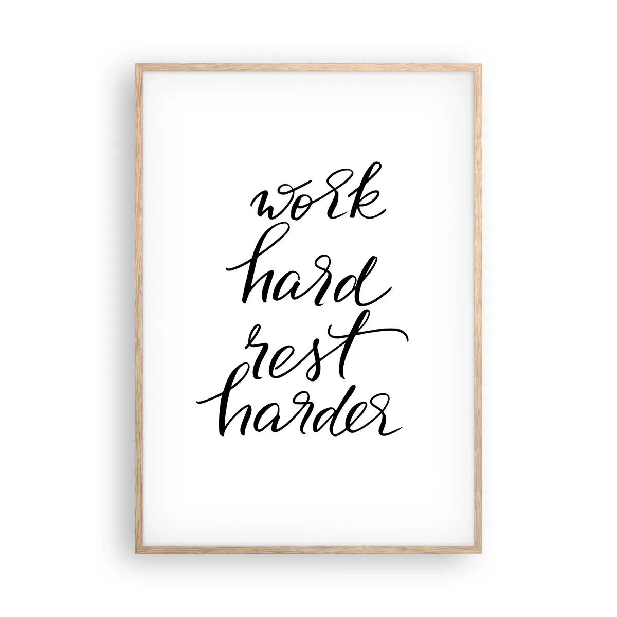 Plakat i ramme af lyst egetræ - Balance i livet - 70x100 cm