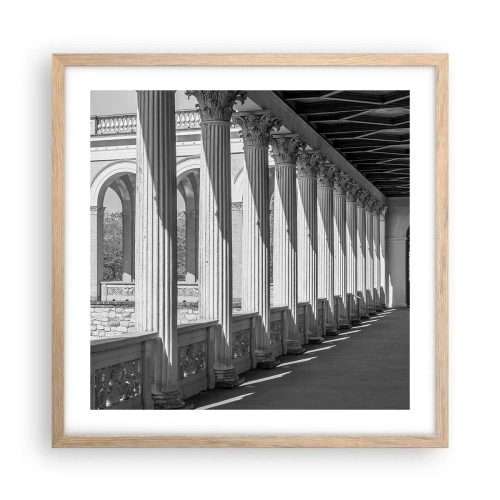 Plakat i ramme af lyst egetræ - Solrig arkade - 50x50 cm