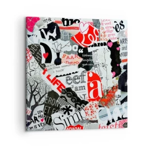 Lærredstryk - Billede på lærred - Hipster collage - 50x50 cm