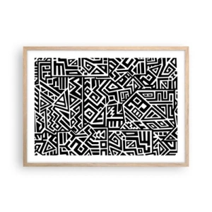 Plakat i ramme af lyst egetræ - Præcolumbiansk sammensætning - 70x50 cm