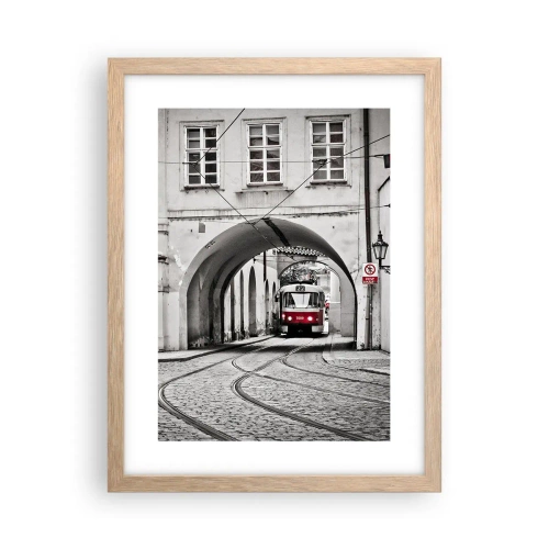 Plakat i ramme af lyst egetræ - Gennem byens labyrint - 30x40 cm