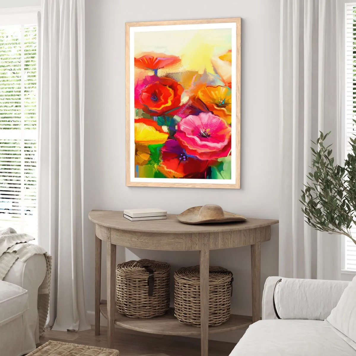 Plakat i ramme af lyst egetræ - Ikke kun rødt - 70x100 cm