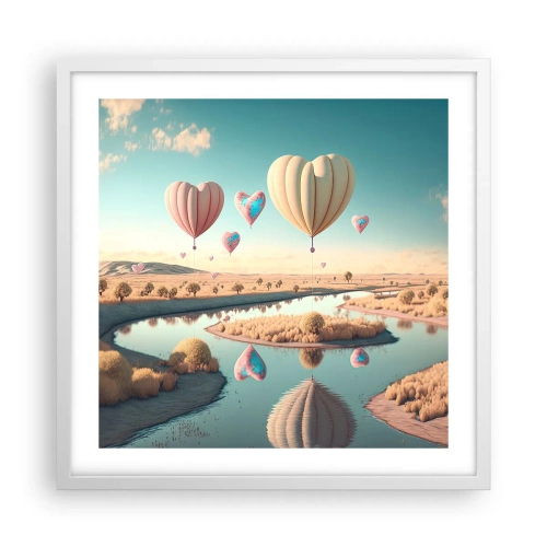Plakat i hvid ramme - Kærlighed lader dig svæve - 50x50 cm