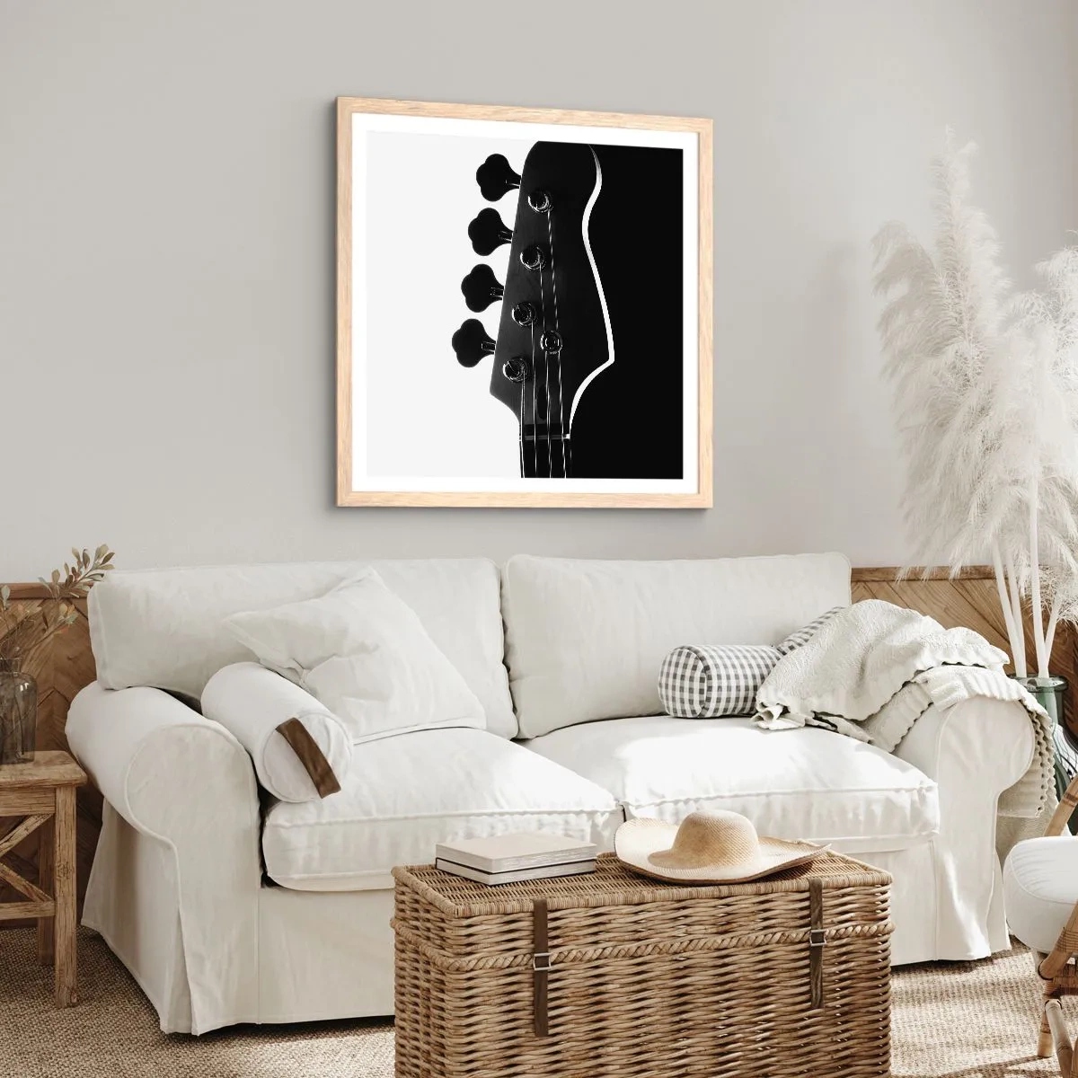 Plakat i ramme af lyst egetræ - Stilhed i klipper - 40x40 cm