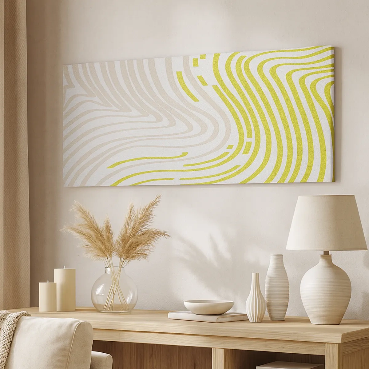 Lærredstryk - Billede på lærred - Komposition med et blidt sving - 30x30 cm