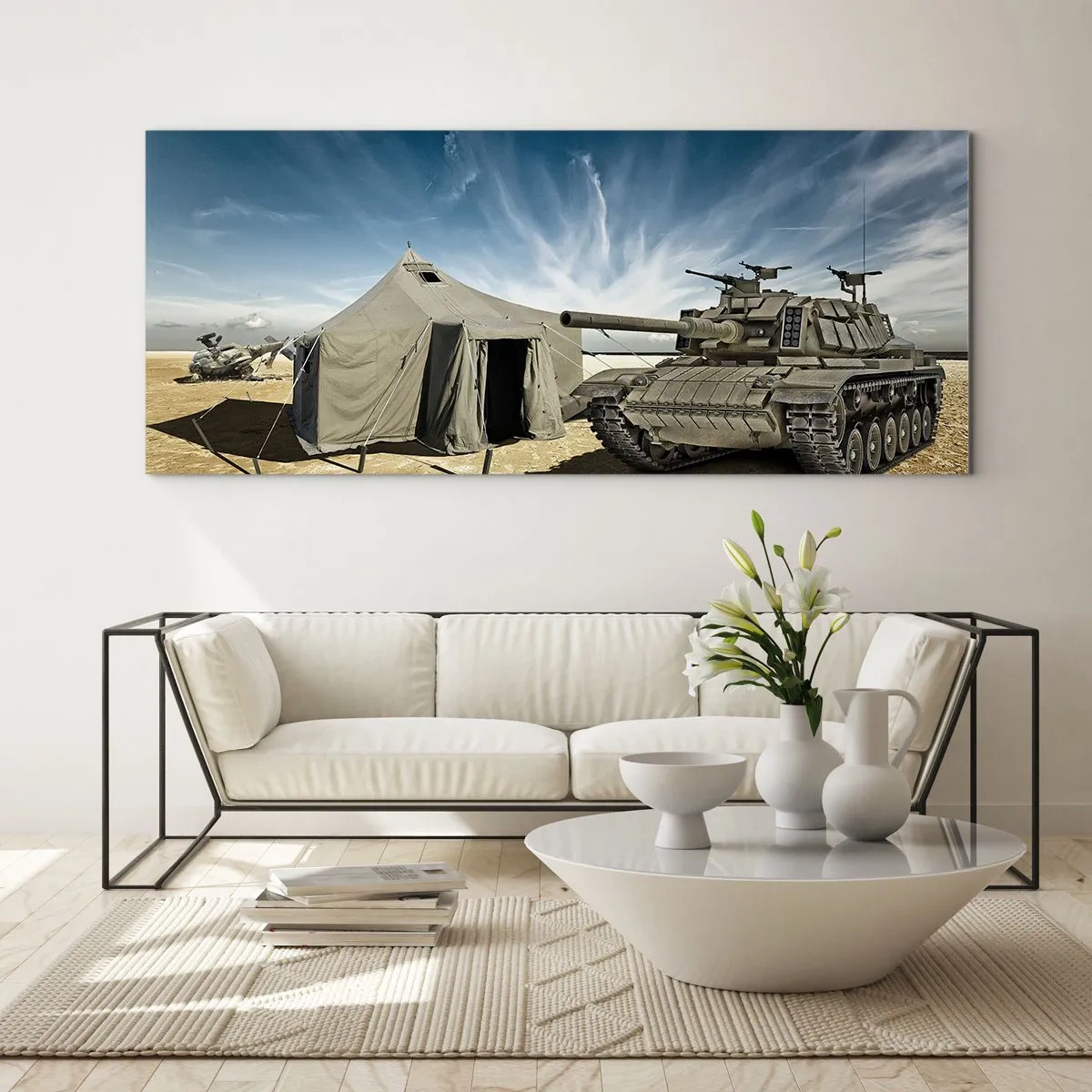 Billede på glas - En militær drøm - 90x30 cm