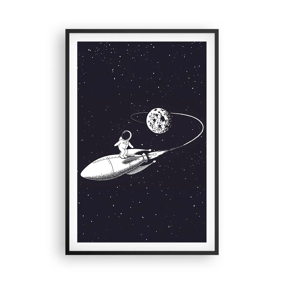 Plakat i sort ramme - Space surfer - 61x91 cm