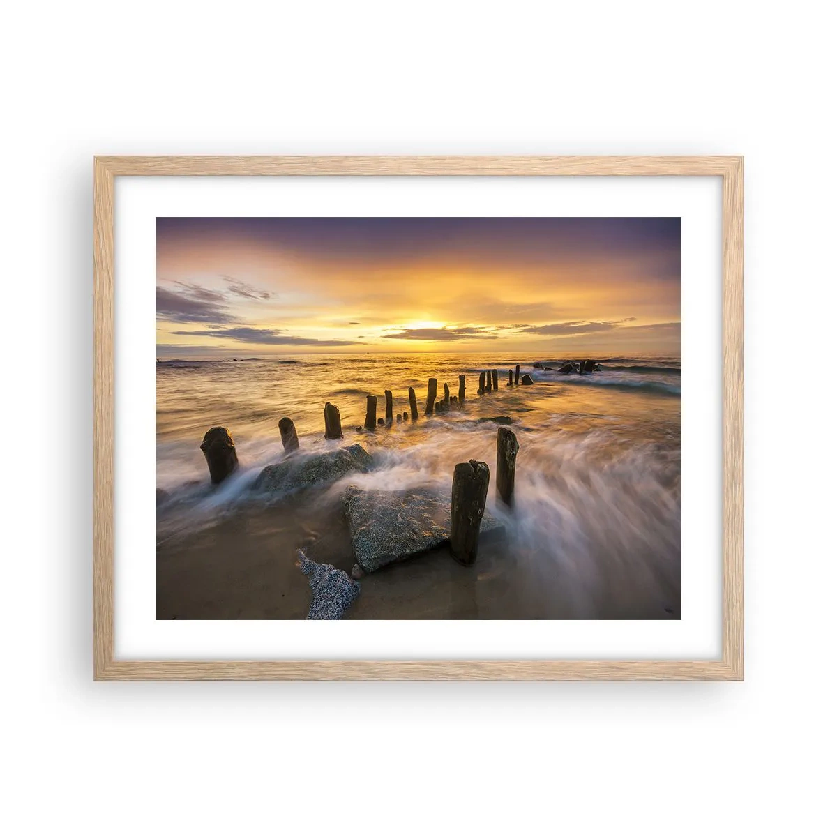 Plakat i ramme af lyst egetræ - Østersøens rå skønhed - 50x40 cm