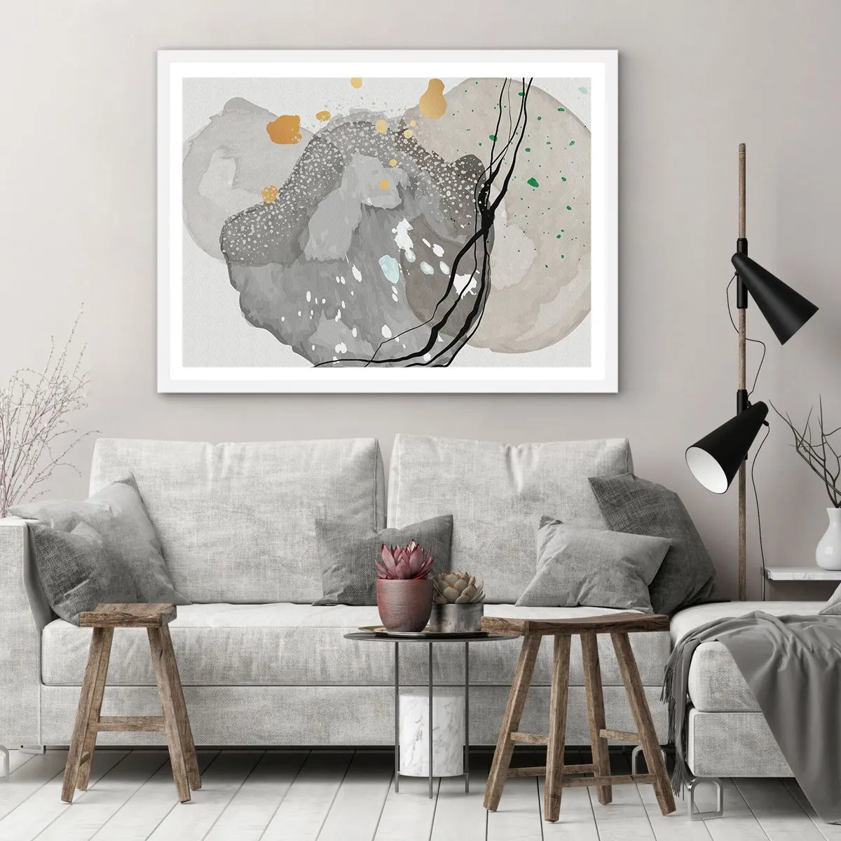 Plakat i hvid ramme - Organisk komposition - 50x40 cm