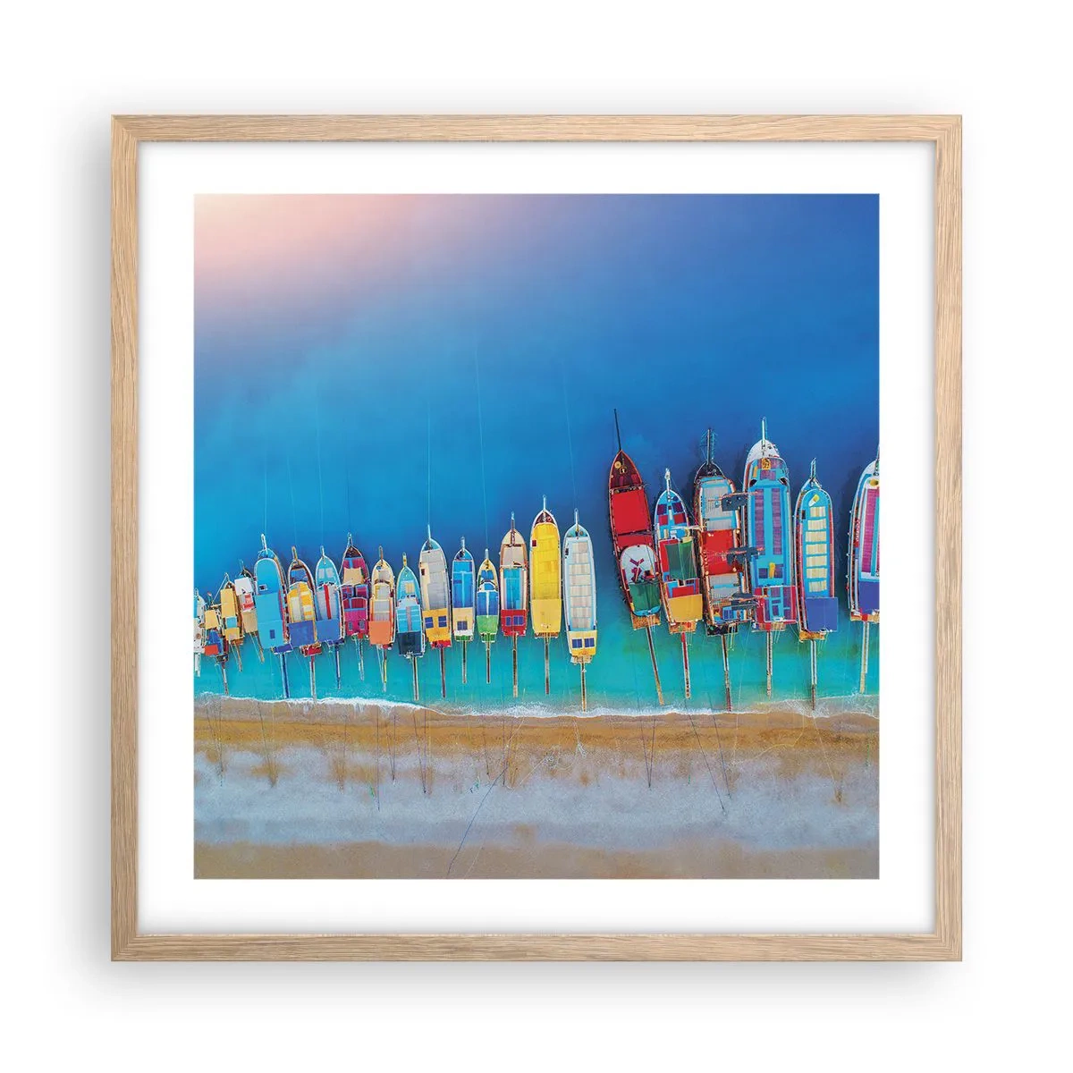 Plakat i ramme af lyst egetræ - Fra et fugleperspektiv - 50x50 cm