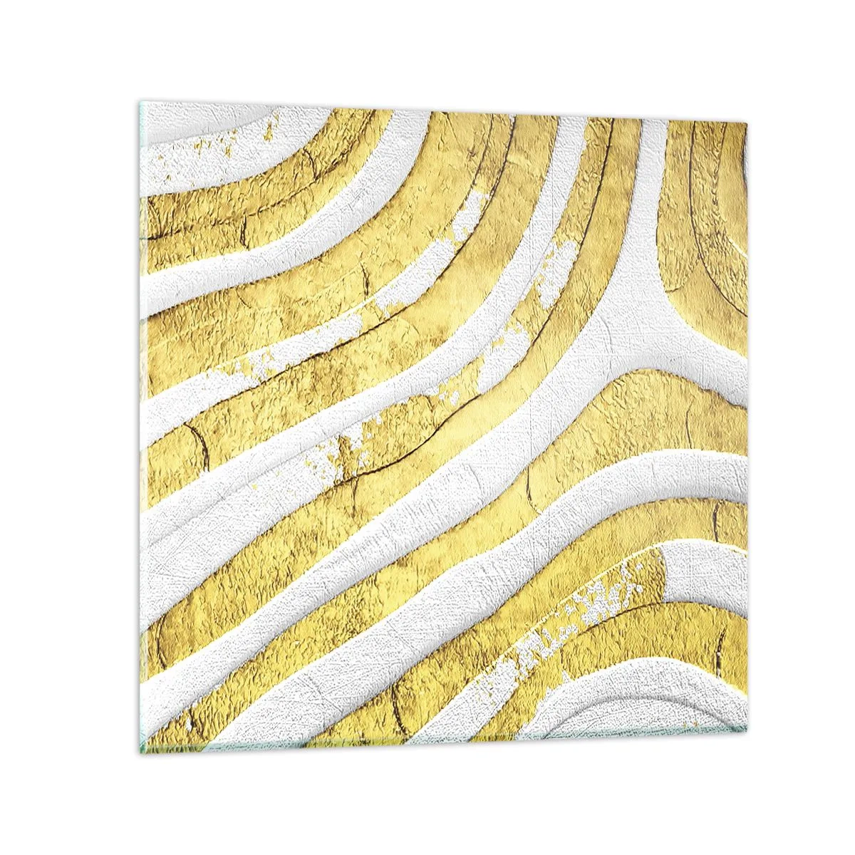 Billede på glas - Sammensætning i hvidt og guld - 30x30 cm
