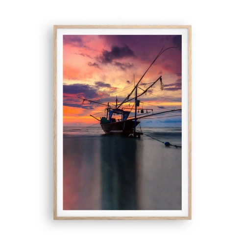 Plakat i ramme af lyst egetræ - En eksotisk aften - 70x100 cm