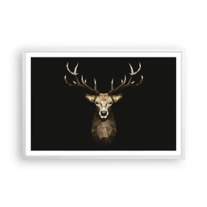 Plakat i hvid ramme - Kubistisk hjort - 91x61 cm
