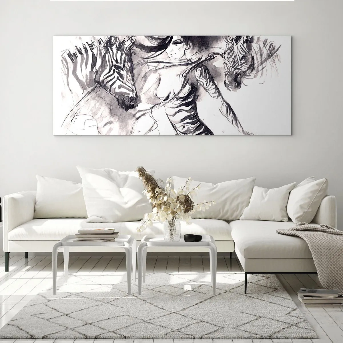 Billede på glas - Danser med zebraer - 90x30 cm