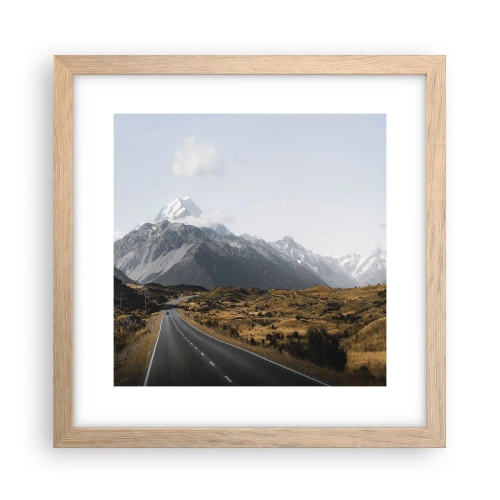 Plakat i ramme af lyst egetræ - Vejen til hjerte - 30x30 cm